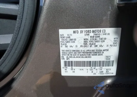 2012 Lincoln Mkx from USA, damaged, VIN 2LMDJ6JK9CBL08353